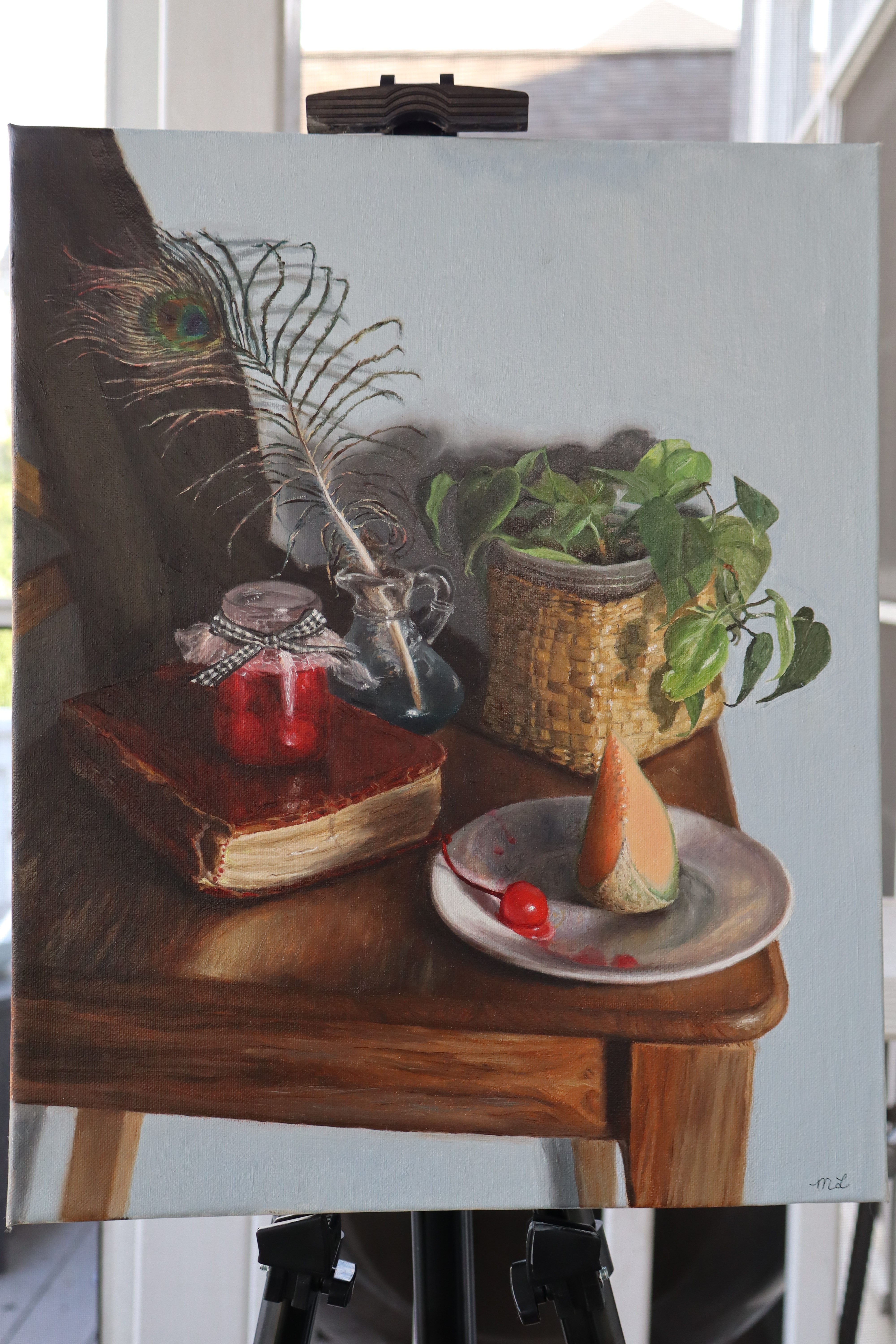 Cantaloupe and a Feather