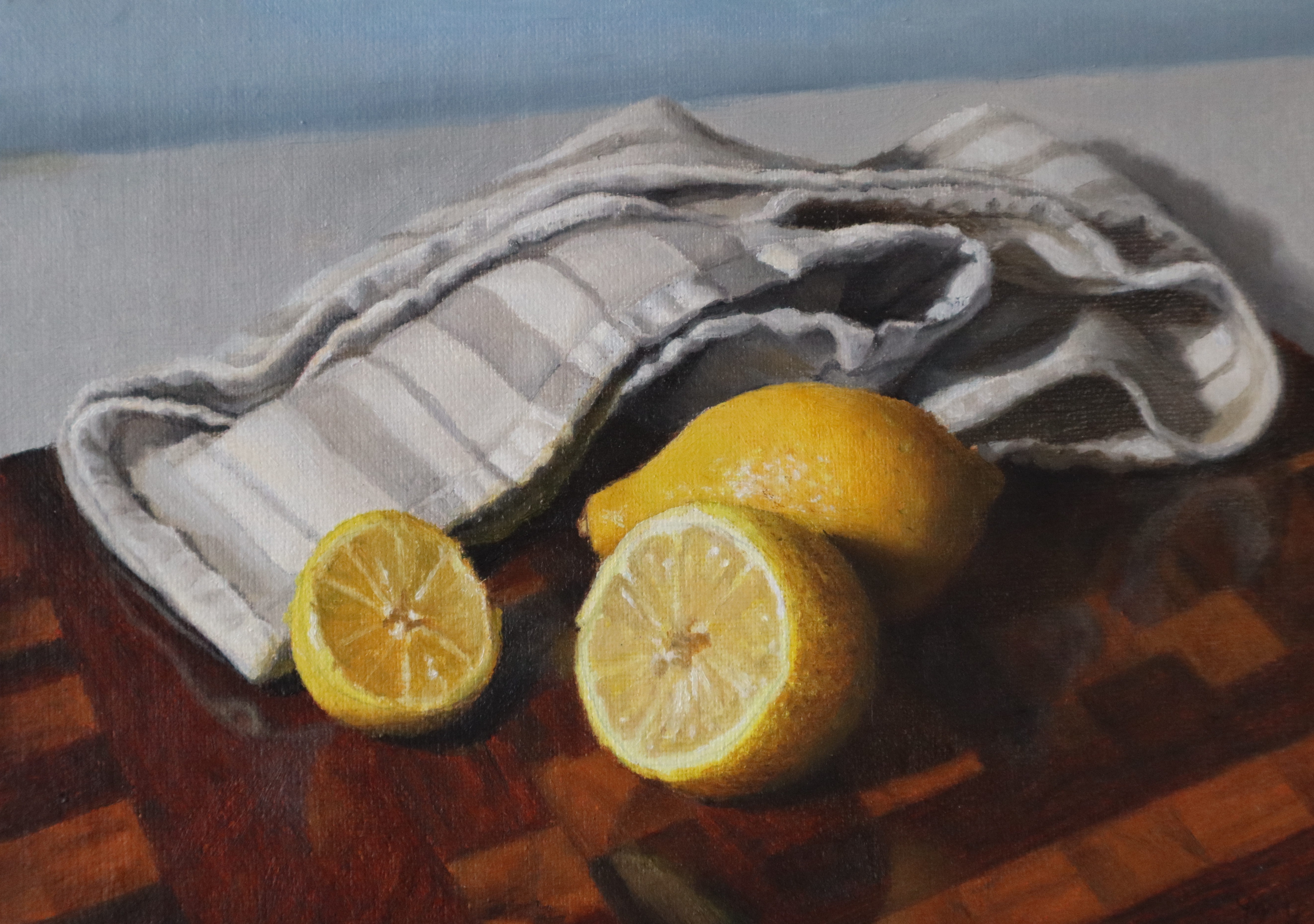 Lemons on a Striped Towel