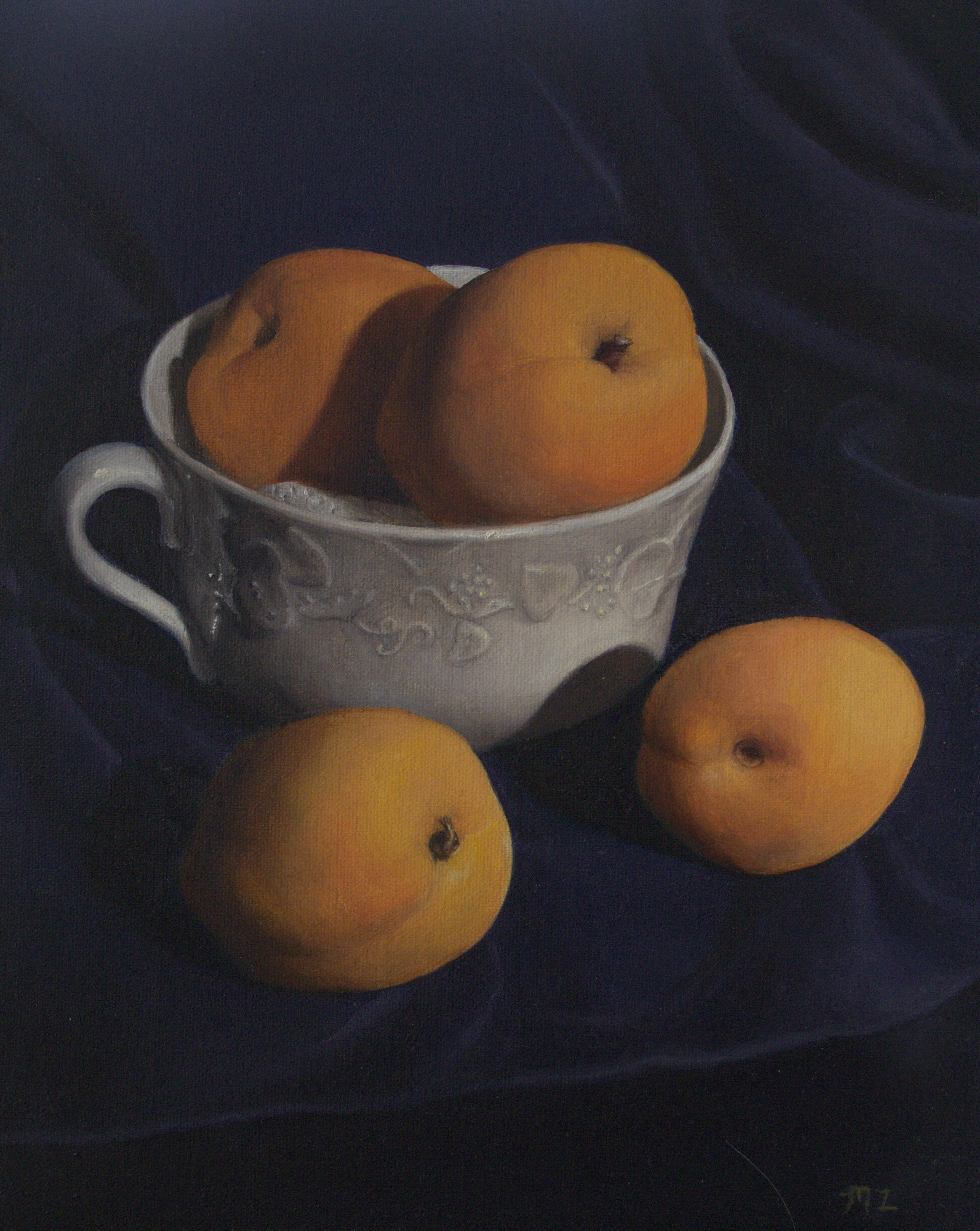 Apricots in a White Cup